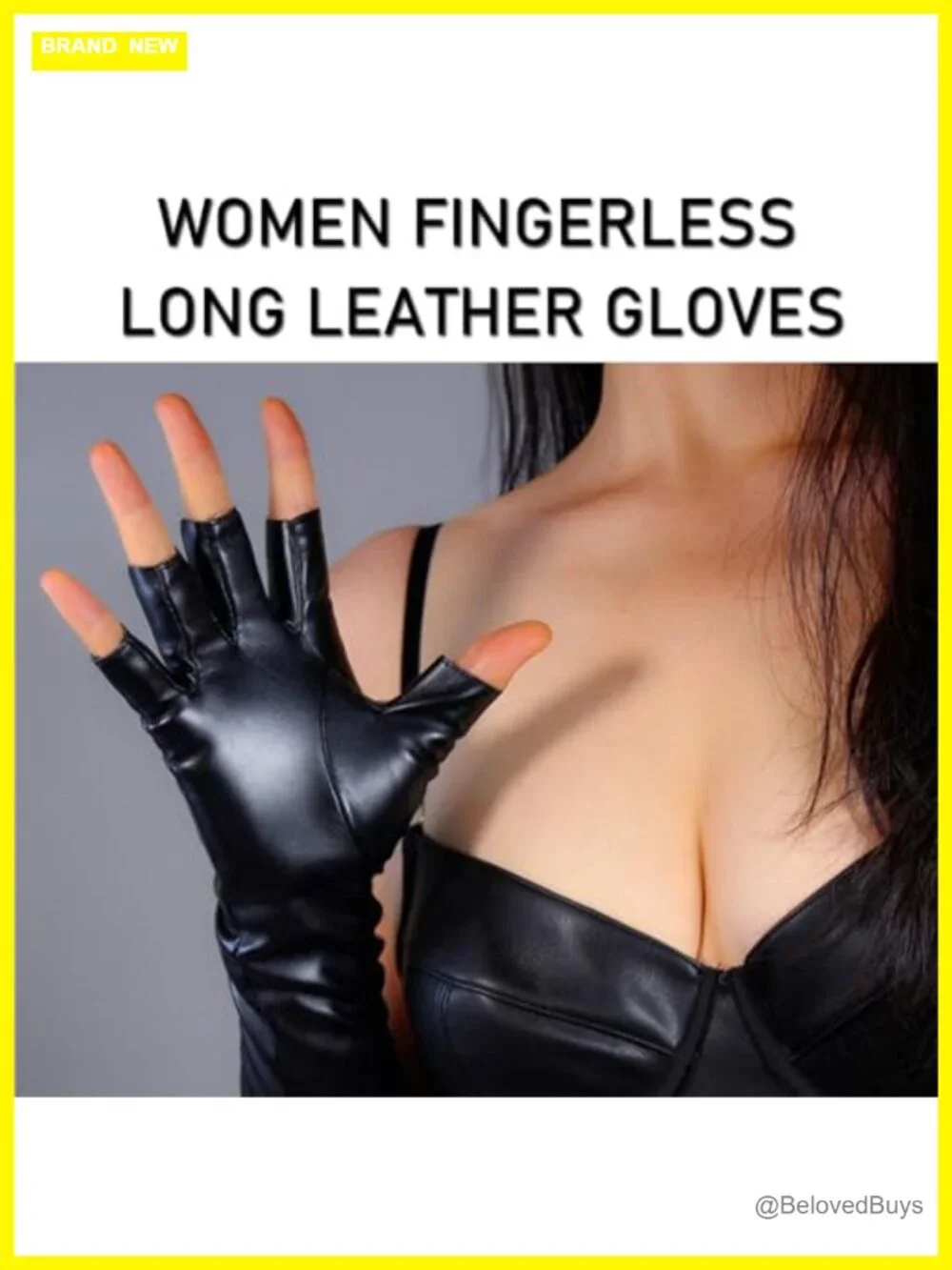 Fingerless PU Leather Gloves for Women Long Arm Warmers for Halloween Cosplay